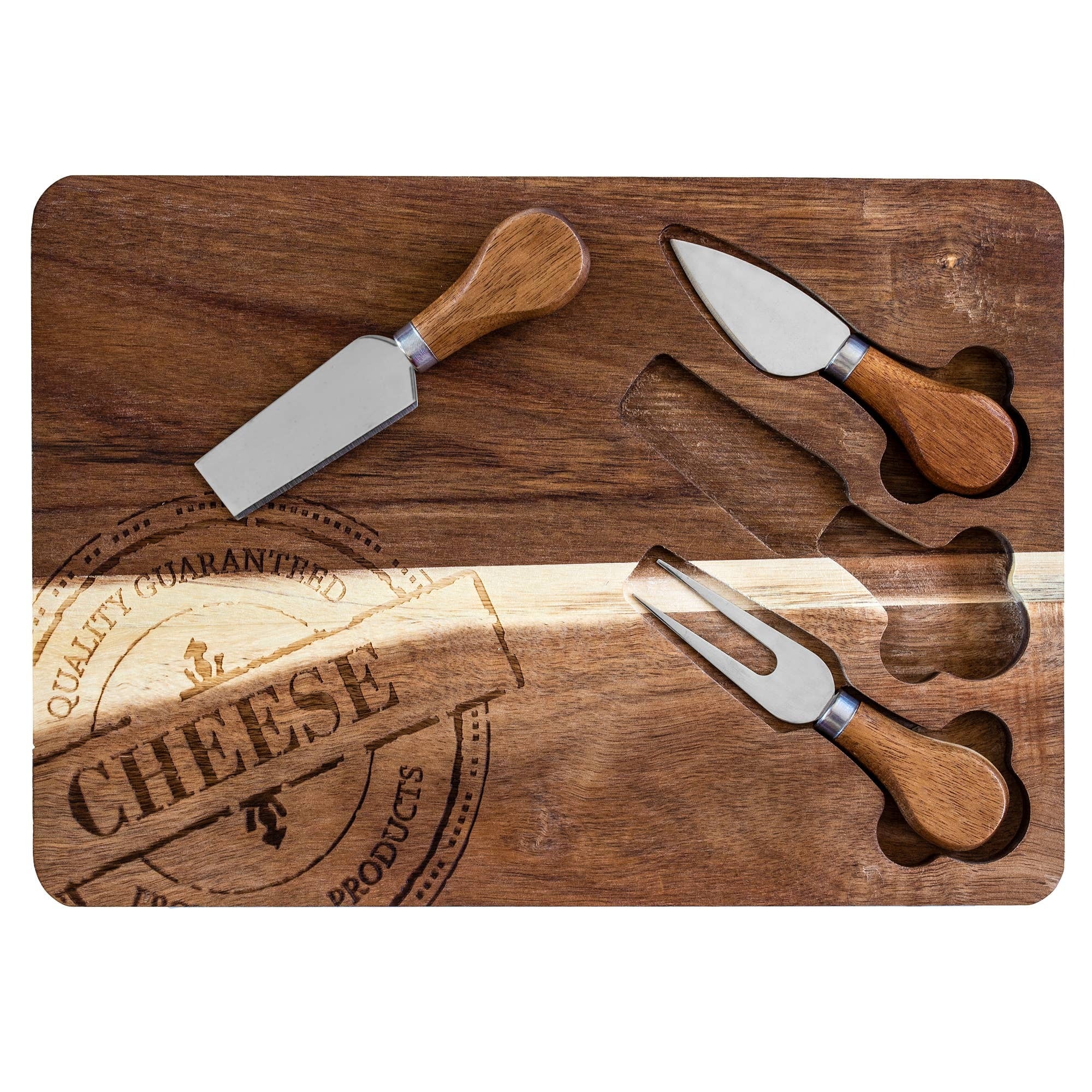 Tb Home 4 Pc Acacia Wood Cheese Board Cheese Tool Set The Vintage